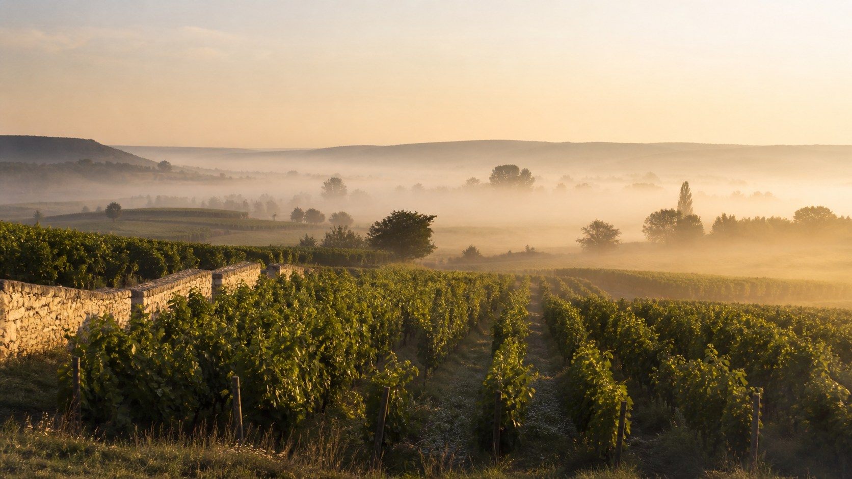 Vignes brumeuses en Touraine